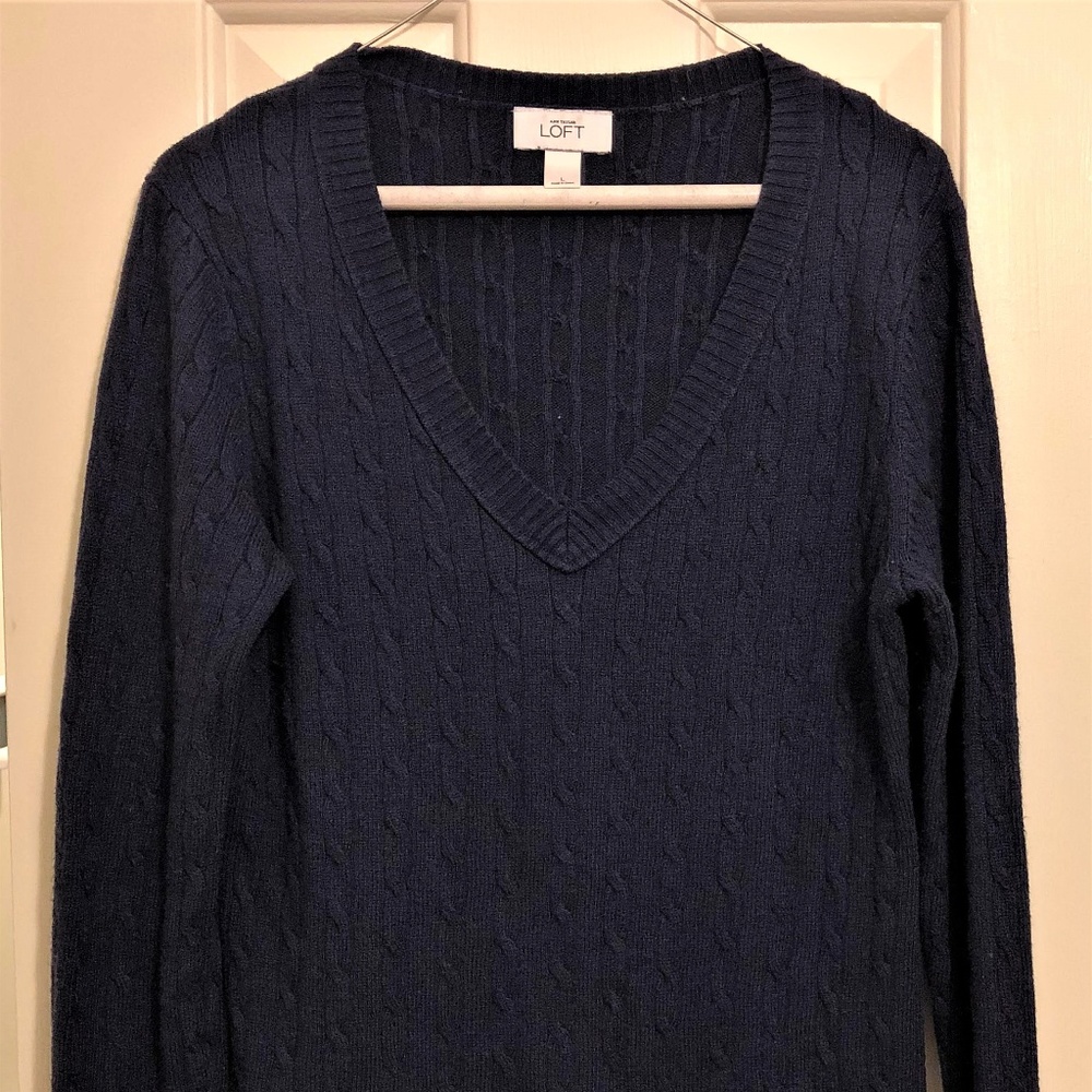 Navy Blue Cable Knit Sweater